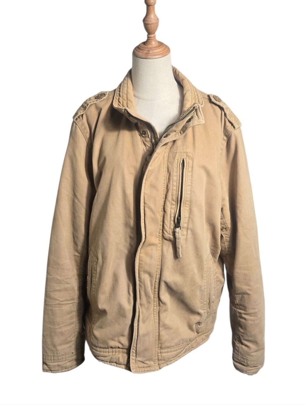 American Eagle Tan Flannel Lined Utility Jacket